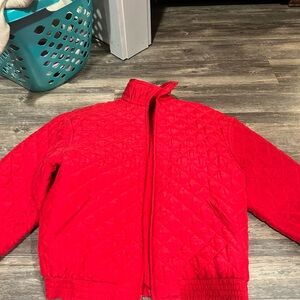 Diane Gilman Red puffer with shoulder pads